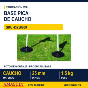 base de caucho para picas de 25 mm