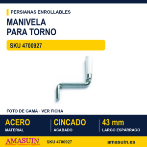 MANIVELA BLANCA PARA TORNO CON ESPARRAGO DE 43 MM