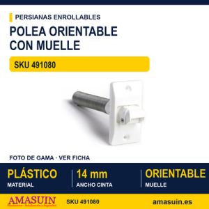 Polea orientable con muelle - BLISTER POLEA ORIENTABLE DE PLÁSTICO BLANCO