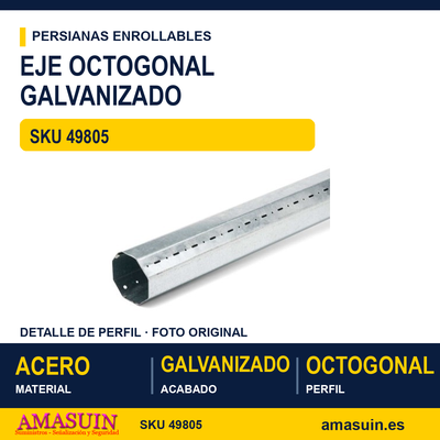 Eje metálico octogonal de caras planas - EJE GALVANIZADO 60 X 0,4 TIRA 3 MT 1 Eje metálico octogonal de caras planas - EJE GALVANIZADO 60 X 0,4 TIRA 3 MT