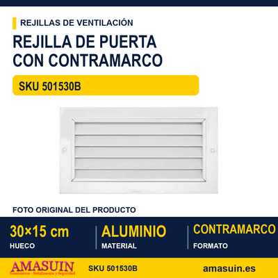 Rejilla de puerta con contramarco - REJILLA DE PUERTA CON CONTRAMARCO 30 X 15 CM BLANCA 1 Rejilla de puerta con contramarco - REJILLA DE PUERTA CON CONTRAMARCO 30 X 15 CM BLANCA