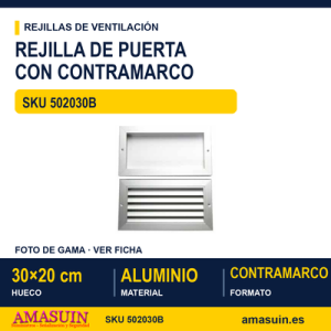 Rejilla de puerta con contramarco - REJILLA DE PUERTA CON CONTRAMARCO 30 X 20 CM BLANCA