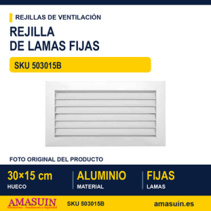 Rejilla de lamas fijas - REJILLA DE LAMAS FIJAS 30 X 15 CM BLANCA