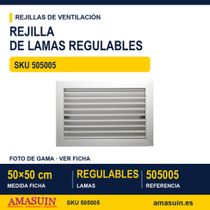Rejillas de lamas regulables - REJILLA DE LAMAS REGULABLES 50 X 50 CM