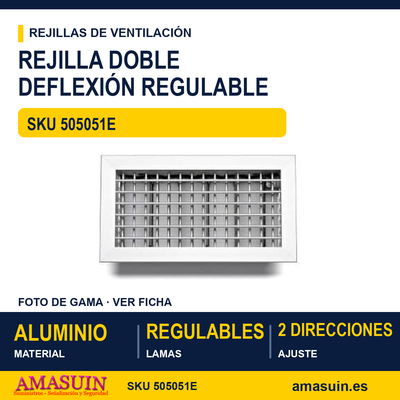 Rejilla de doble deflexión con regulación - REJILLA DOBLE DEFLEXION 50 X 15 CON REGULACION 1 Rejilla de doble deflexión con regulación - REJILLA DOBLE DEFLEXION 50 X 15 CON REGULACION