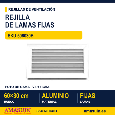 Rejilla de lamas fijas - REJILLA DE LAMAS FIJAS 60 X 30 CM BLANCA 1 Rejilla de lamas fijas - REJILLA DE LAMAS FIJAS 60 X 30 CM BLANCA