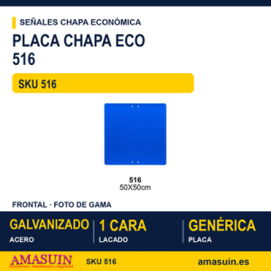 Señal Chapa Económica 516 Placa genérica cuadrada Azul