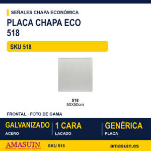 Señal Chapa Económica 518 Placa genérica cuadrada Blanca