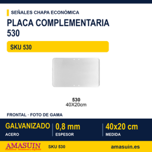 Señal Chapa Económica 530 Placa blanca 40x20 cm sin vinilo