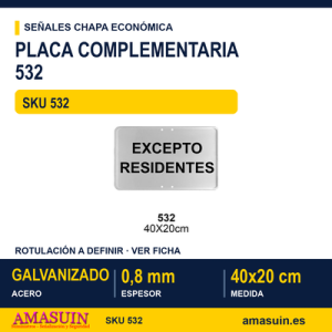 Señal Chapa Económica 532 Placa blanca 40x20 cm con vinilo