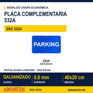 Señal Chapa Económica 532A Placa azul 40x20 cm con vinilo
