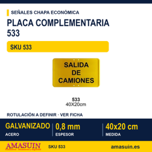 Señal Chapa Económica 533 Placa amarilla 40x20 cm con vinilo