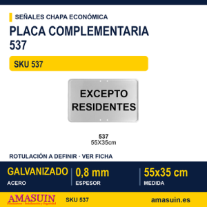 Señal Chapa Económica 537 Placa blanca 55x35 cm con vinilo