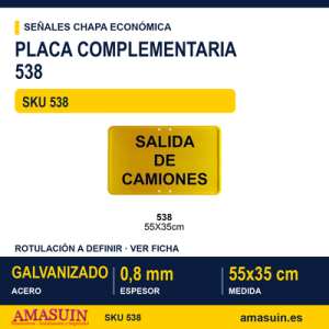 Señal Chapa Económica 538 Placa amarilla 55x35 cm con vinilo