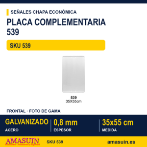 Señal Chapa Económica 539 Placa blanca 35x55 cm sin vinilo