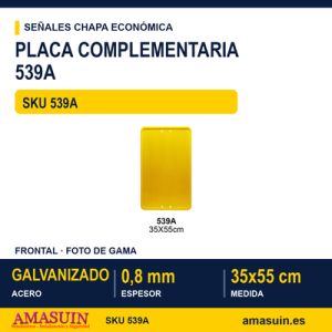 Señal Chapa Económica 539A Placa amarilla 35x55 cm sin vinilo