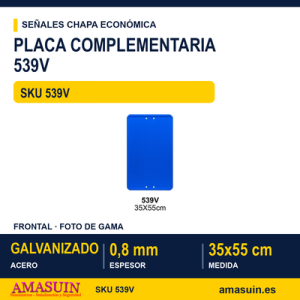 Señal Chapa Económica 539V Placa azul 35x55 cm sin vinilo