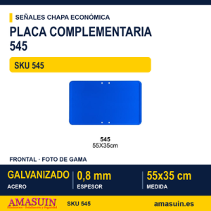 Señal Chapa Económica 545 Placa azul 55x35 cm sin vinilo