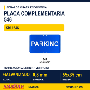 Señal Chapa Económica 546 Placa azul 55x35 cm con vinilo