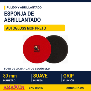 Esponja Abrillantar 80mm Blanda Autogloss Mop Preto.