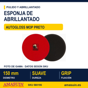 Esponja Abrillantar 150mm Blanda Autogloss Mop Preto.