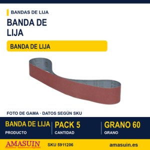 PACK 5 BANDAS DE LIJA K60 - BTS 200 | BTS 250 Grano 60