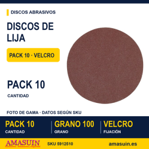 PACK 10 DISCOS DE LIJA VELCRO K100 - Ø252 Grano 100 velcro