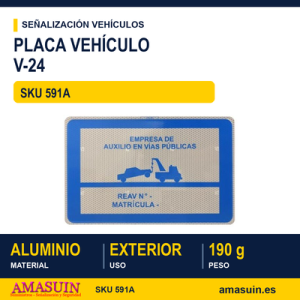 Placa Grúa Servicio Auxilio Carretera V24