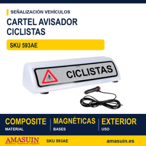 Cartel Avisador Ciclistas V22 con Luz.