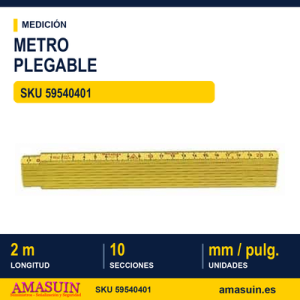 METRO PLEGABLE FIBRA 2 MTS AMARILLO Plástico reforzado