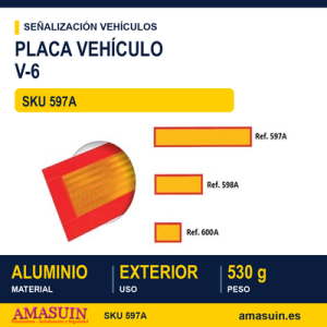 Placa Vehículo Largo 1130x200mm V-6.