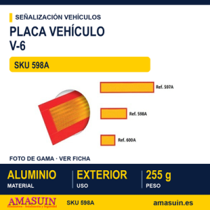 Placa Vehículo Largo 565x200mm V-6.
