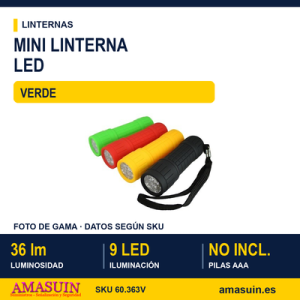 Mini Linterna Impermeable Verde 36 lúmenes