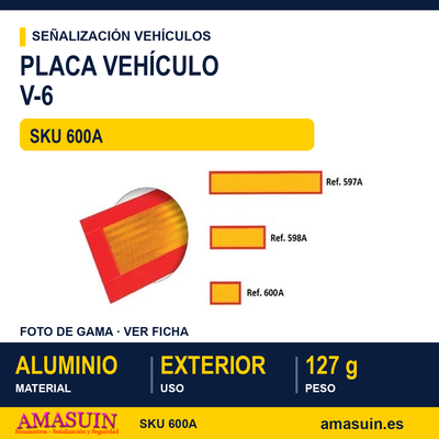 Placa Vehículo Largo 285x200mm V-6. 1 Placa Vehículo Largo 285x200mm V-6.