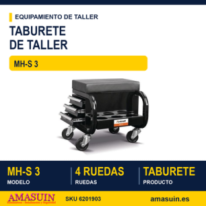 Taburete de Taller con 4 Ruedas MH-S 3