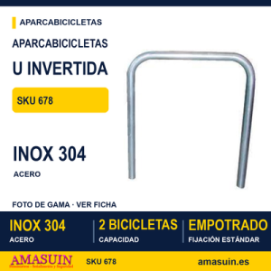 Aparcabicicletas U-Invertida Inoxidable
