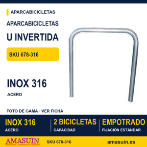 Aparcabicicletas U-Invertida Inoxidable 316