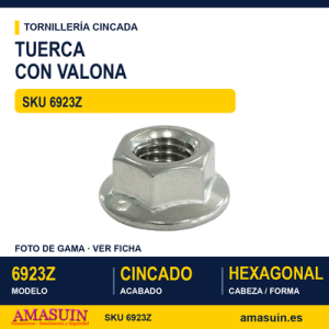 Tuerca con valona moleteada DIN 6923 / ISO 4161 Cincada