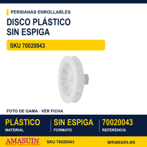 Disco de plástico sin espiga - DISCO PLASTICO EJE 40 MM 160 MM SIN ESPIGA 10 MM C-22
