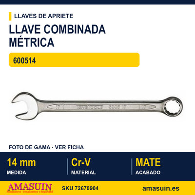 Llave Combinada métrica 600514 - 14MM 1 Llave Combinada métrica 600514 - 14MM
