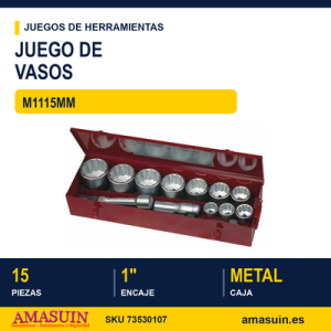 Juego de Llaves de Vaso Bihexagonales 1" M1115MM - 15 piezas