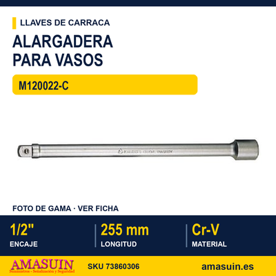 Alargadera 1/2" M120022-C - 255 mm 1 Alargadera 1/2" M120022-C - 255 mm