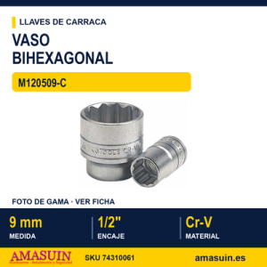 Llave de Vaso Bihexagonal ½” M120509-C - 9MM