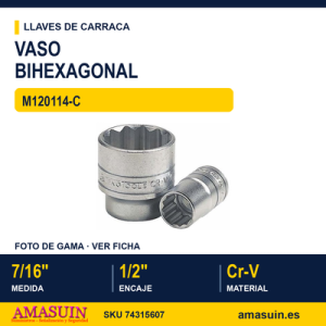 Llave de Vaso Bihexagonal ½” M120114-C - 7/16”