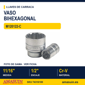 Llave de Vaso Bihexagonal ½” M120122-C - 1116"