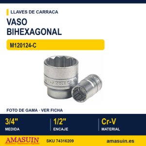 Llave de Vaso Bihexagonal ½” M120124-C - 3/4”