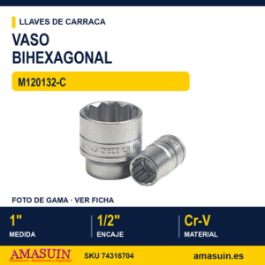 Llave de Vaso Bihexagonal ½” M120132-C - 1”