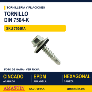Tornillo autoperforante DIN 7504-K Cincado + arandela EPDM