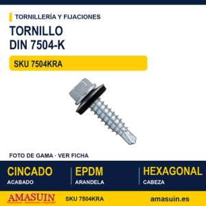 Tllo. autoperf. DIN 7504-K punta reducida ZN + EPDM Ø16