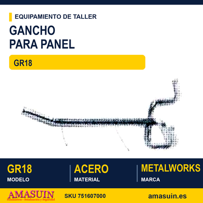 Gancho Corto GR18 para Panel 1 Gancho Corto GR18 para Panel